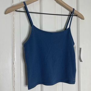 American Eagle Ribbed Blue Cropped Tank Top/Cami